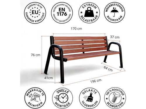 Tuinbank 196 cm - Weerbestendige Parkbank van Scandinavisch Hout &