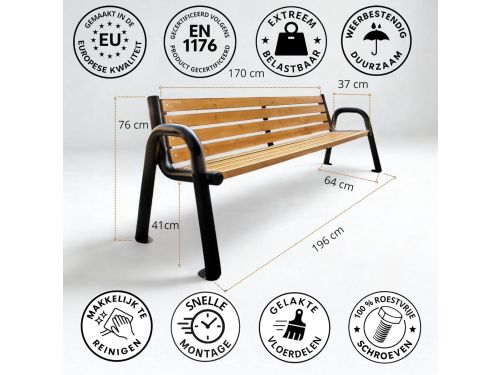 Tuinbank 196 x 64 x 76 cm - Weerbestendige Parkbank
