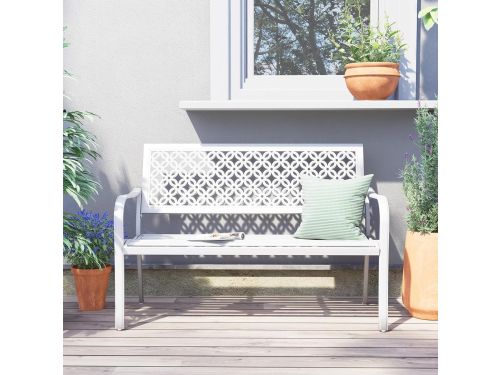 Tuinbank 2-3 Zits Metaal 125x61x86 cm - Vintage Witte Parkbank