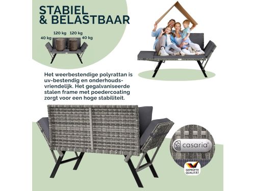Tuinbank 2-in-1 Ligstoel Polyrattan 176 x 56 x 81 cm