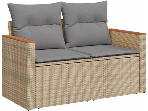 Tuinbank 2-zits met Kussens van Poly Rattan in Beige