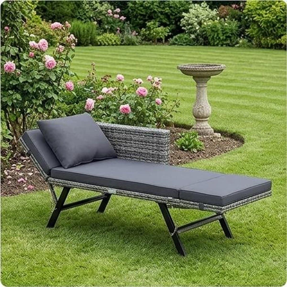 tuinbank 3 zits met ligfunctie polyrotan loungebank met verstelbare armleuningen