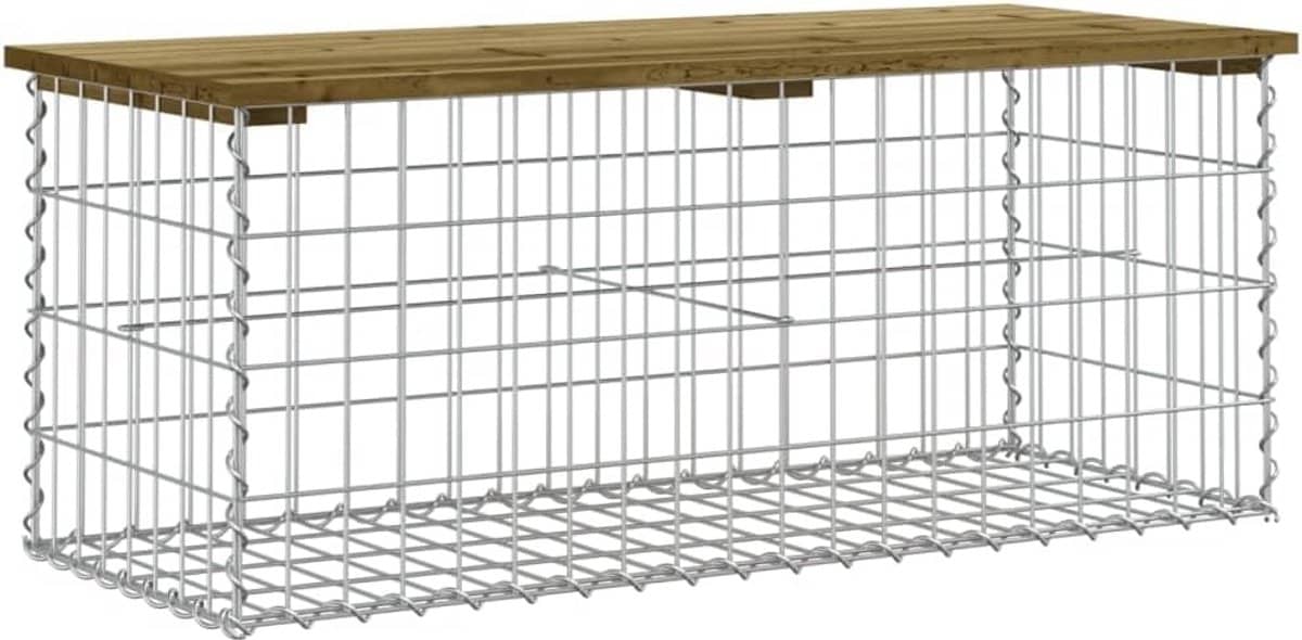 tuinbank gabion stijl houten buitenbank 103x44x42cm parkbank zitbank