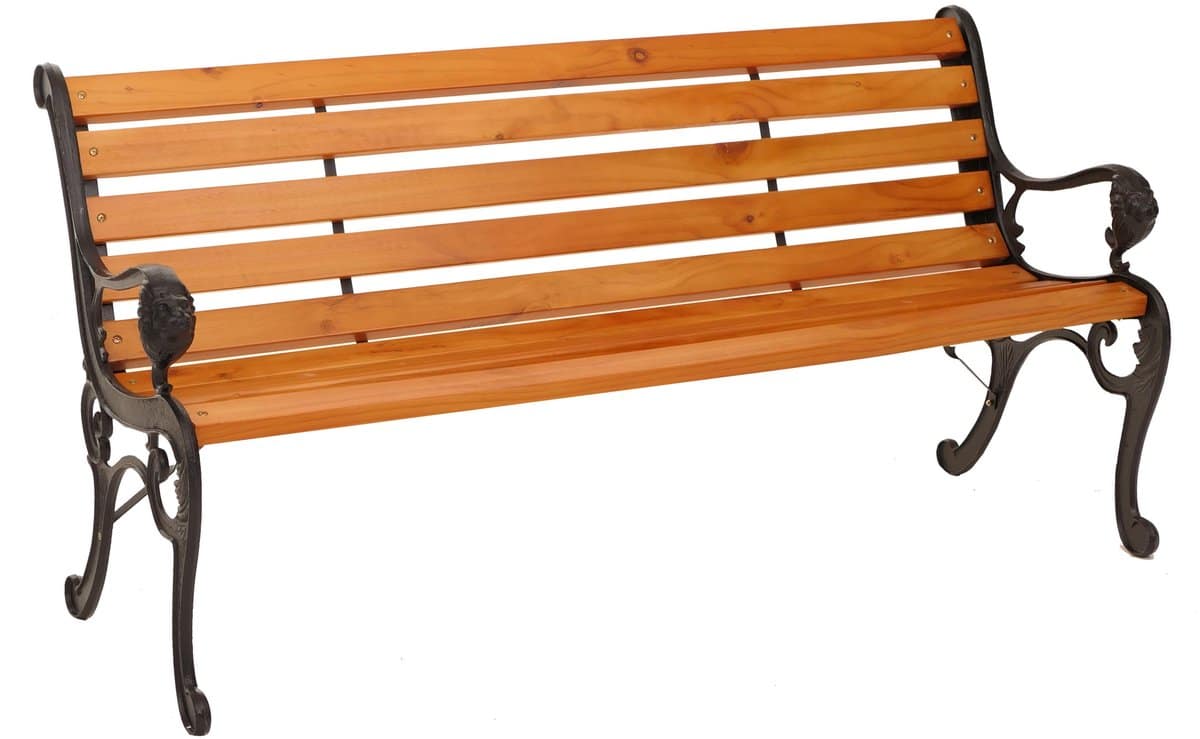 tuinbank mcw o25, parkbank houten bank 3 zits, gietijzer hout grenen