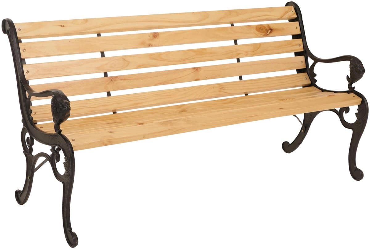 tuinbank mcw o25, parkbank houten bank 3 zits, gietijzer hout grenen