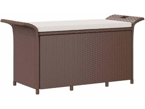 Tuinbank met Kussen Poly Rattan Bruin 116x46x57cm - Stijlvolle Parkbank