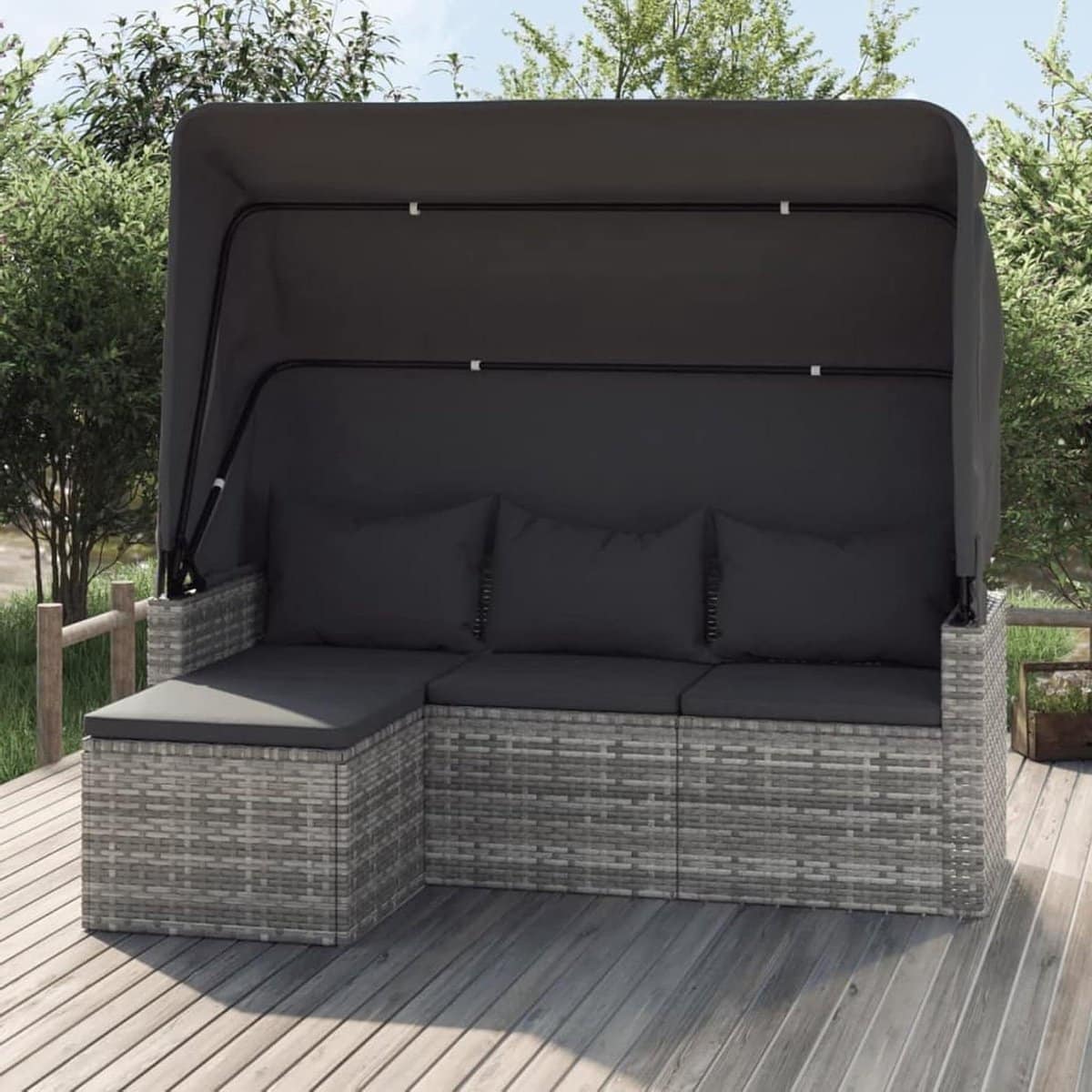 tuinbank met zonnedak loungebank buiten ontspannen in de