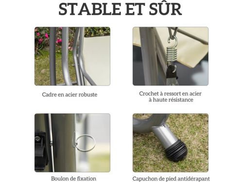 Tuinbank Schommelbank Balkonbank Buitenbank Tuinmeubel - 3-Zits - Gepoedercoat Staal