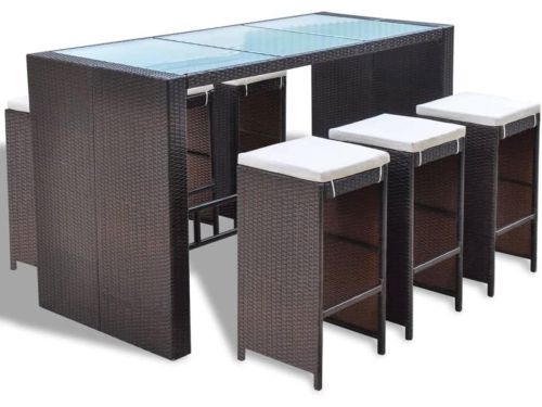 Tuinbarset Poly Rattan - Barset Hoge Tafel - Buiten Ontspannen