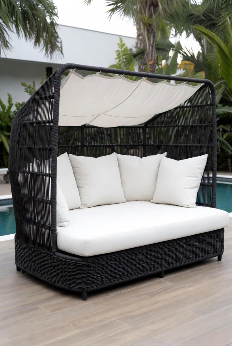 tuinbed met dak, zonnebed, ligstoel met zonwering, chaise longue