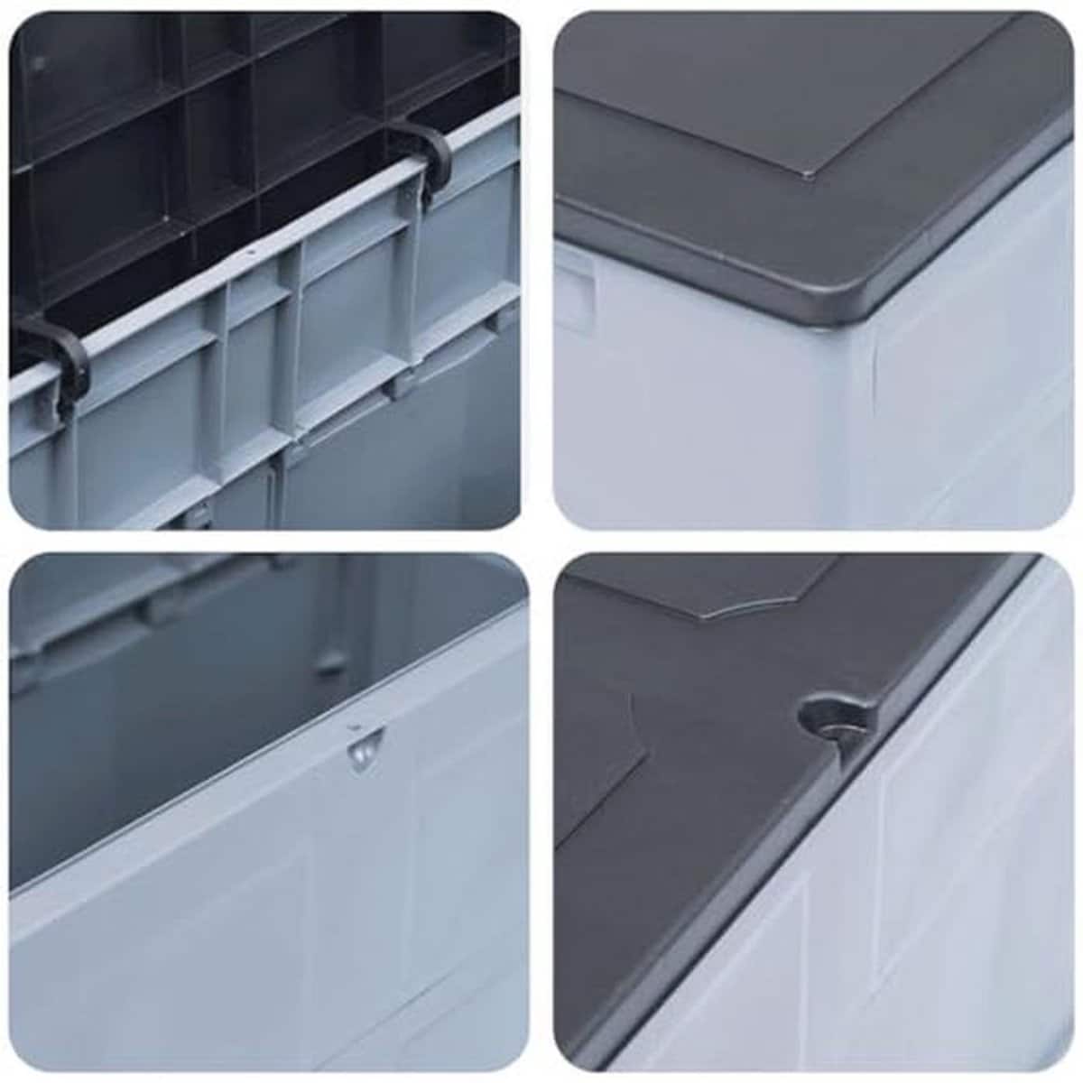 tuinbox opslagbox grijs zwart voor kussens, dekens en tuinaccessoires