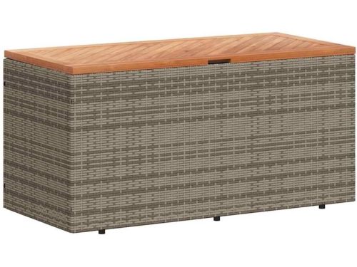 Tuinkist 110x50x54cm van Polyratan en Acaciahout - Grijze Opbergbox
