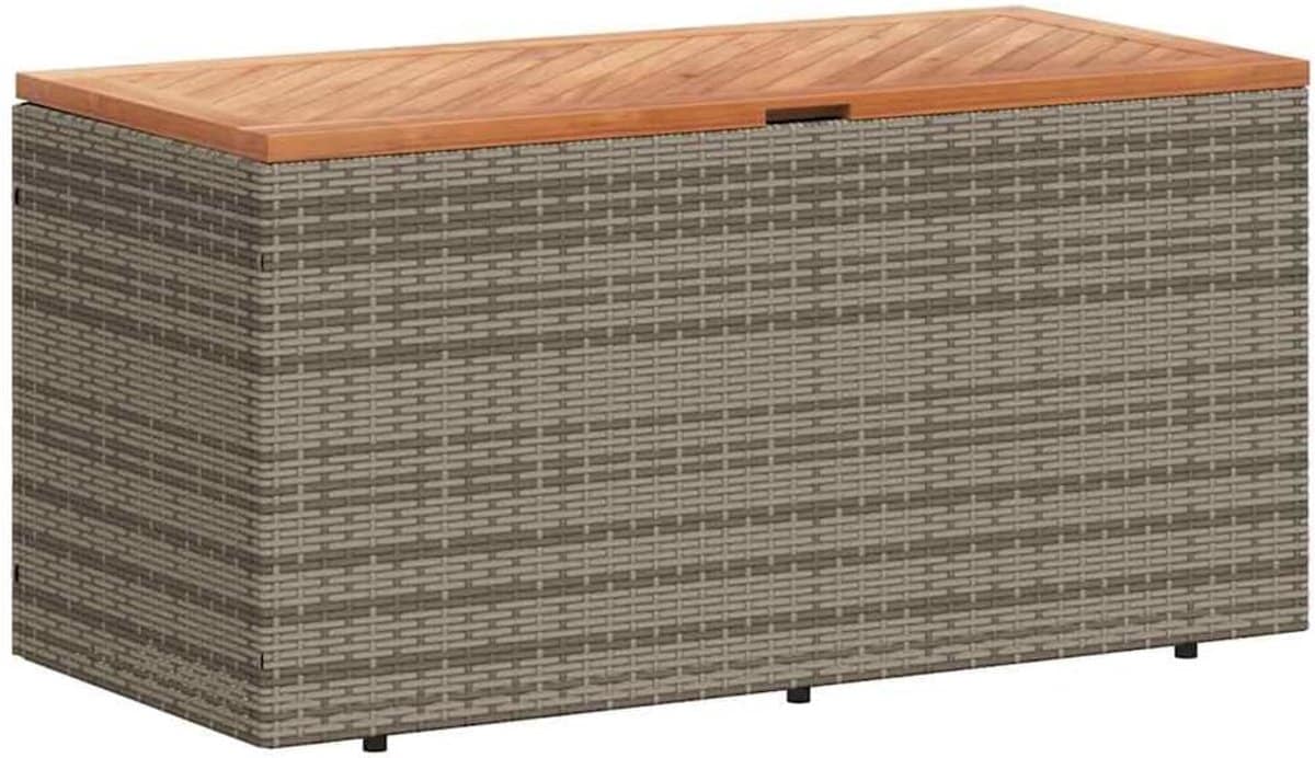 tuinkist 110x50x54cm van polyratan en acaciahout grijze opbergbox