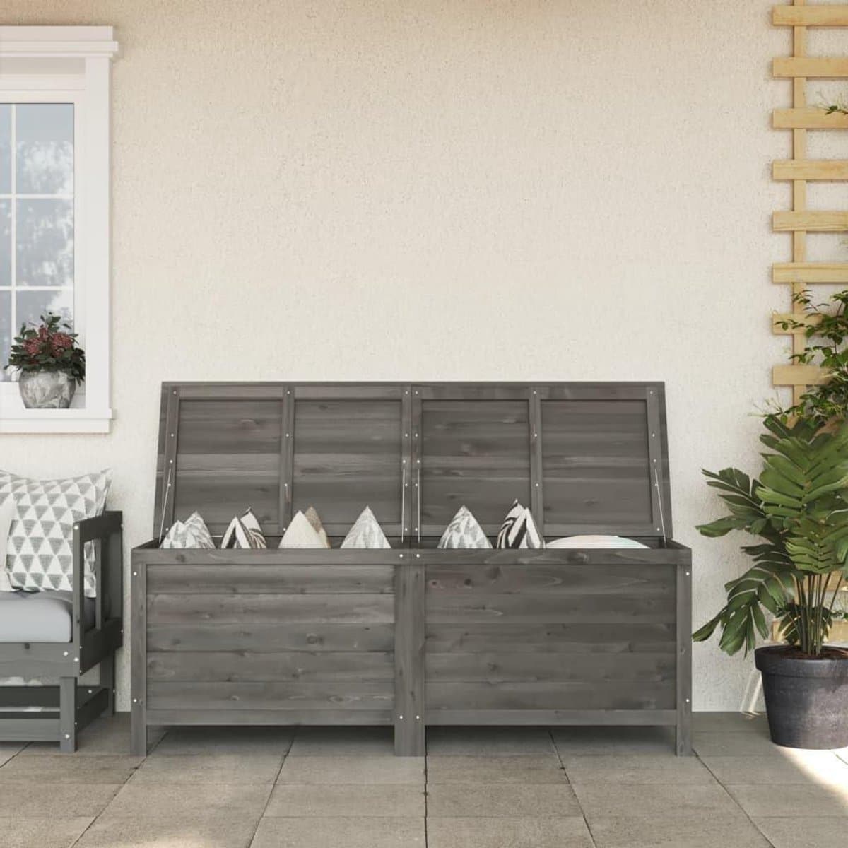 tuinkist hout opbergbox tuin tuinspullen opbergen massief