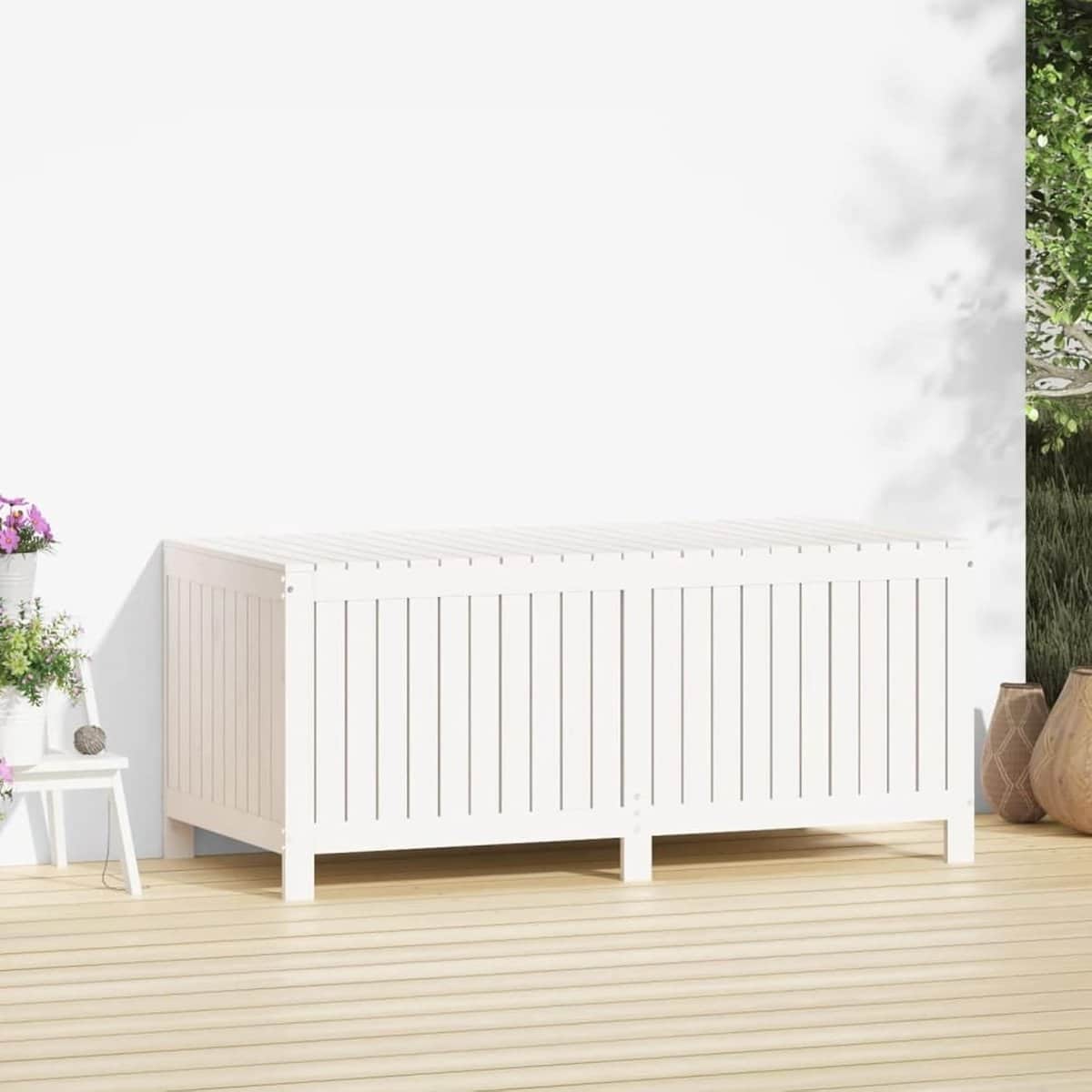 tuinkist hout opbergkist buiten tuinspullen opbergen hydraulisch