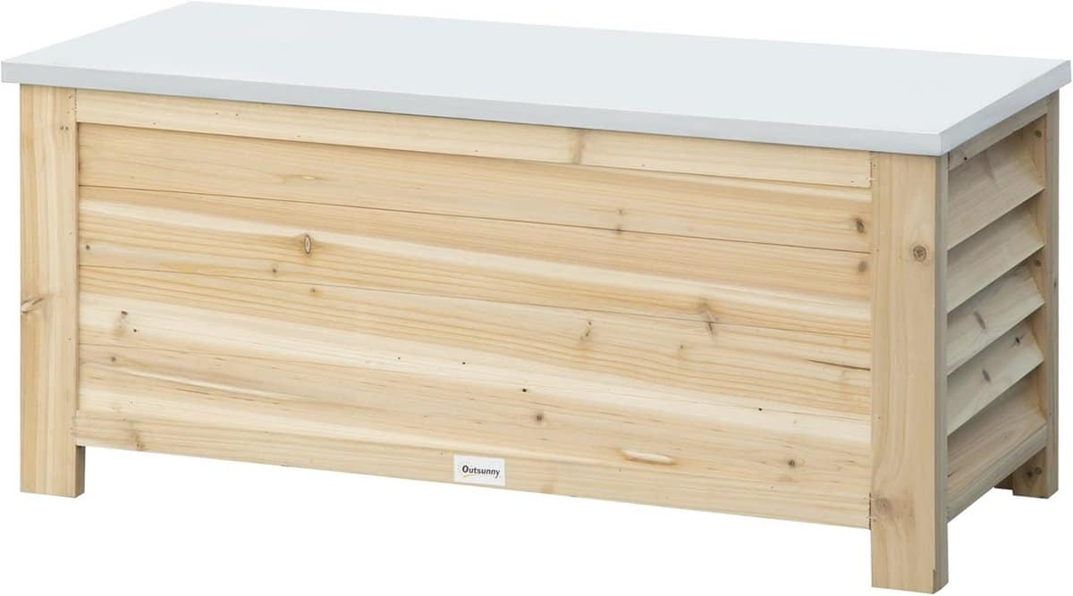 tuinkist met deksel voor buiten, 155 liter opbergbox van hout