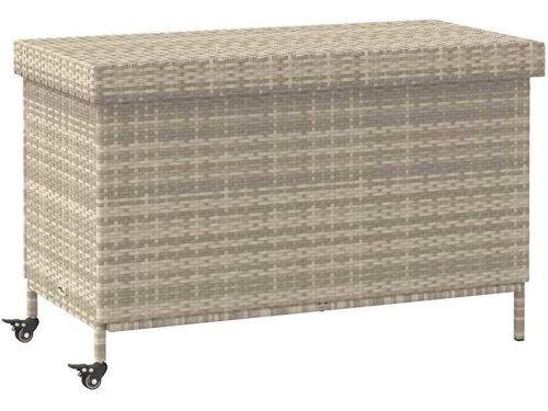 Tuinkist op Wielen 110x55x73cm Polyrotan Lichtgrijs - Opbergbox Buiten