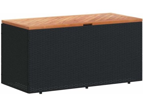 Tuinkist Polyratten Hout Zwart 110x50x54cm Opbergbox voor Kussens en Tuinspullen