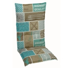 tuinkussen hoge rug ruit blauw bruin