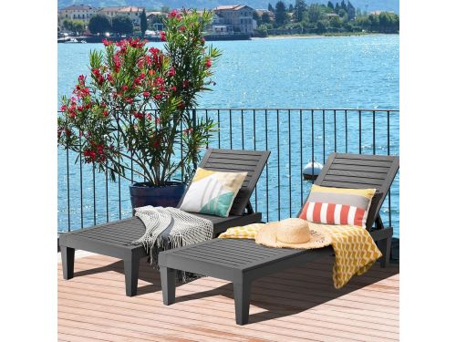 Tuinligstoel Set van 2 Verstelbare Ligbedden 190 x 57