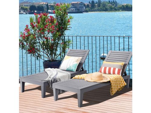 Tuinligstoel Set van 2 Verstelbare Zonnestoelen 190 x 57