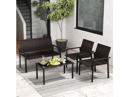 Tuinlounge Set 4-delig 117x67x84 cm + Tafel 90x50 cm Polyrotan