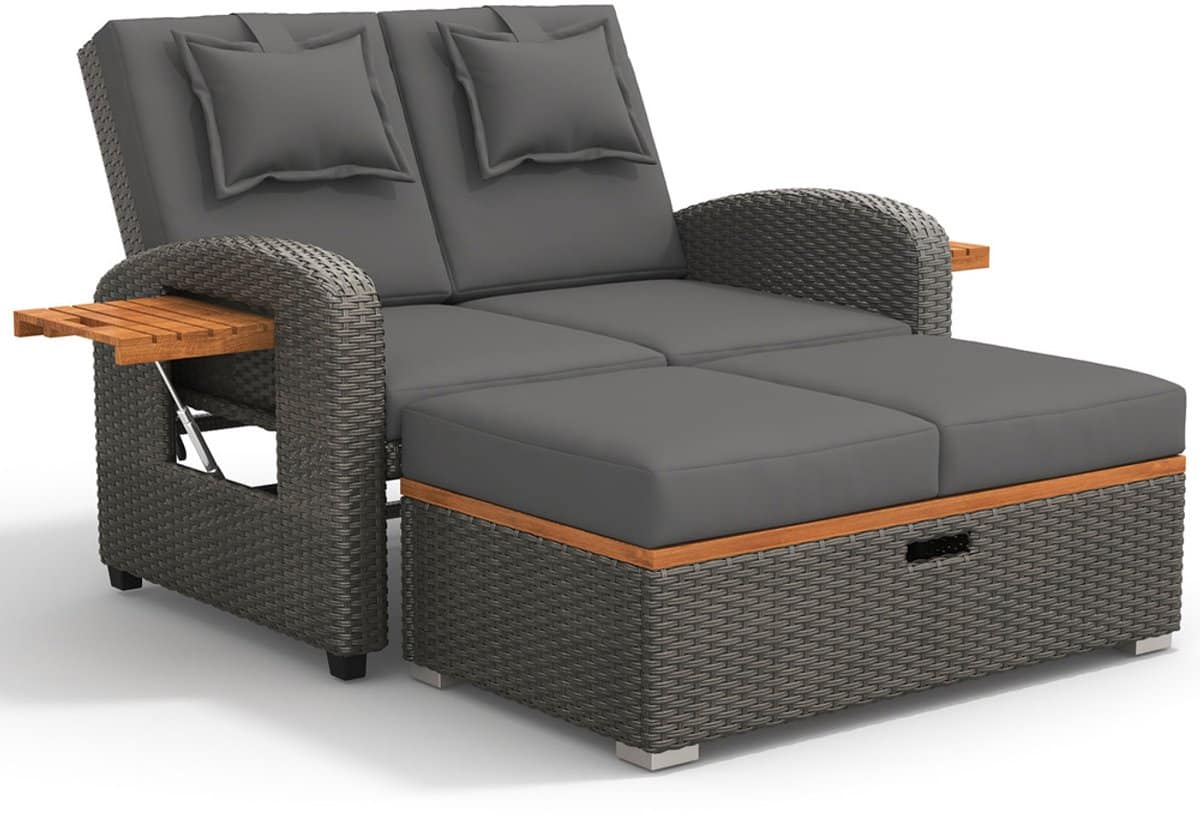 tuinlounge stoel tweepersoons outdoor loungesofa met verstelbare rugleuning te gebruiken