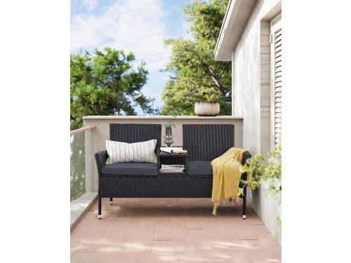 Tuinmeubel Balkonset 2-zits Bank met Tafel - Compact 65x131x84 cm