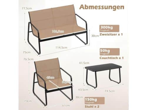 Tuinmeubelset 4-delig 114 x 77 x 75 cm