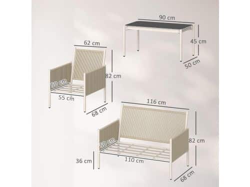 Tuinmeubelset 4-delig 116 x 68 x 82 cm
