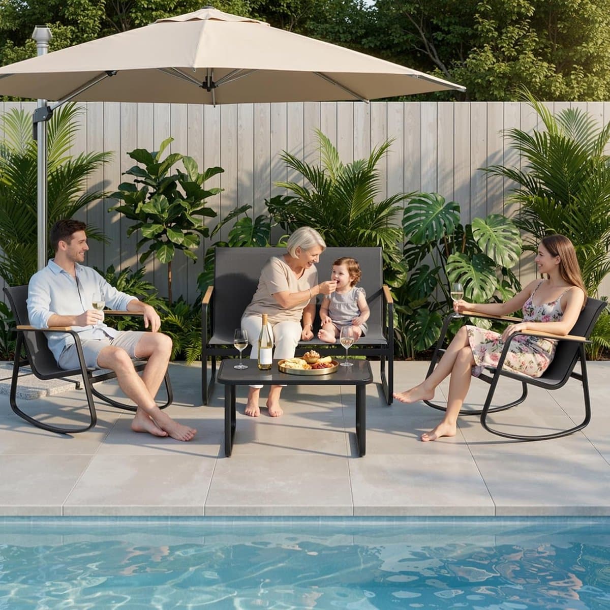 tuinmeubelset 4 delig met bank en stoelen (108×74 cm)