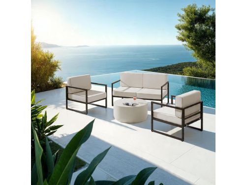 Tuinmeubelset 4 Personen Loungeset 2-Zits Bank + 2 Stoelen met