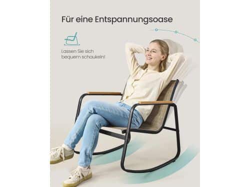 Tuinmeubelset 4 Personen met Schommelstoelen en Glazen Tafel 73 cm