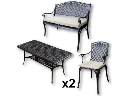 Tuinmeubelset Aluminium 95x54x53 cm - Luxe 4-Delige Bistro Set met