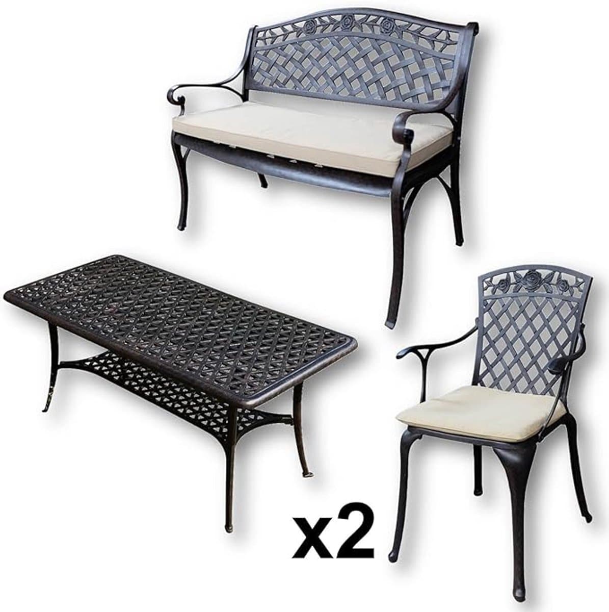 tuinmeubelset aluminium 95x54x53 cm luxe 4 delige bistro set met