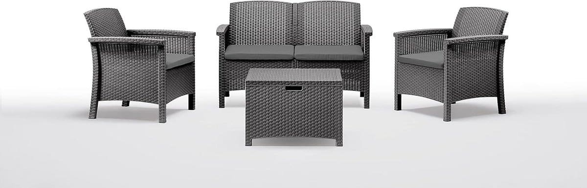 tuinmeubelset lounge buiten zitten ontspannen tuinieren rotanlook