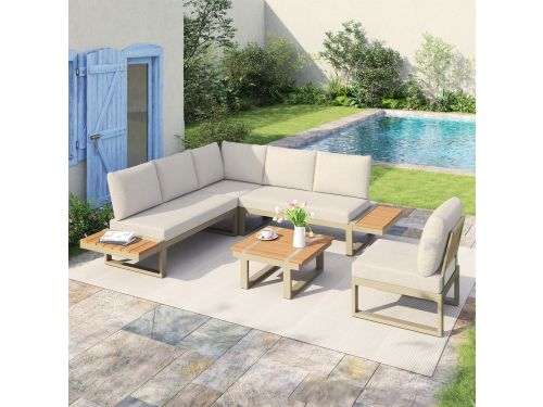 Tuinmeubelset, om te bouwen tot 2 ligbedden, hoekopstelling