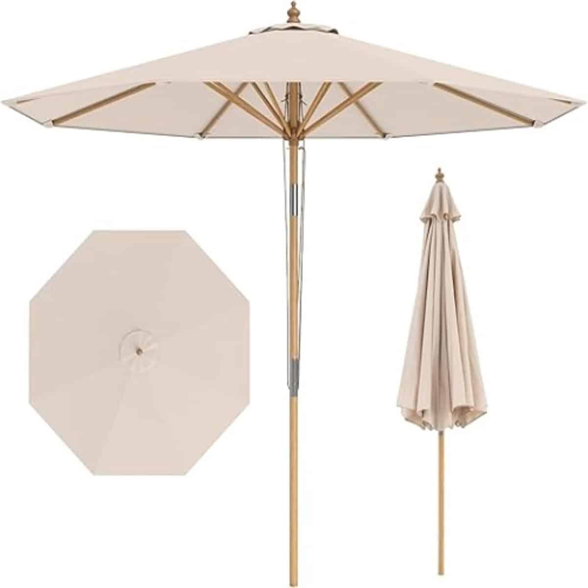 tuinparasol 270 cm rond kantelbaar 30° bamboe houten