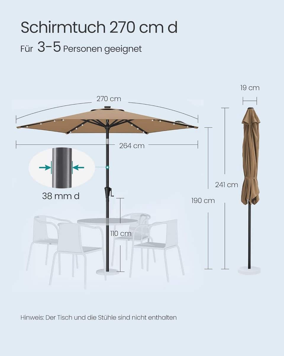 tuinparasol led depauwonen 270 cm taupe achthoekige zonwering met