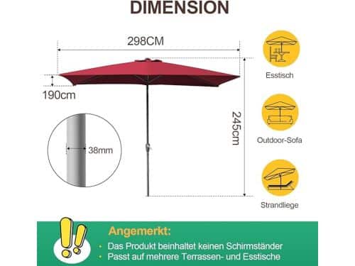 Tuinparasol Rechthoekig 300 x 200 cm - Depauwonen Deluxe Outdoor