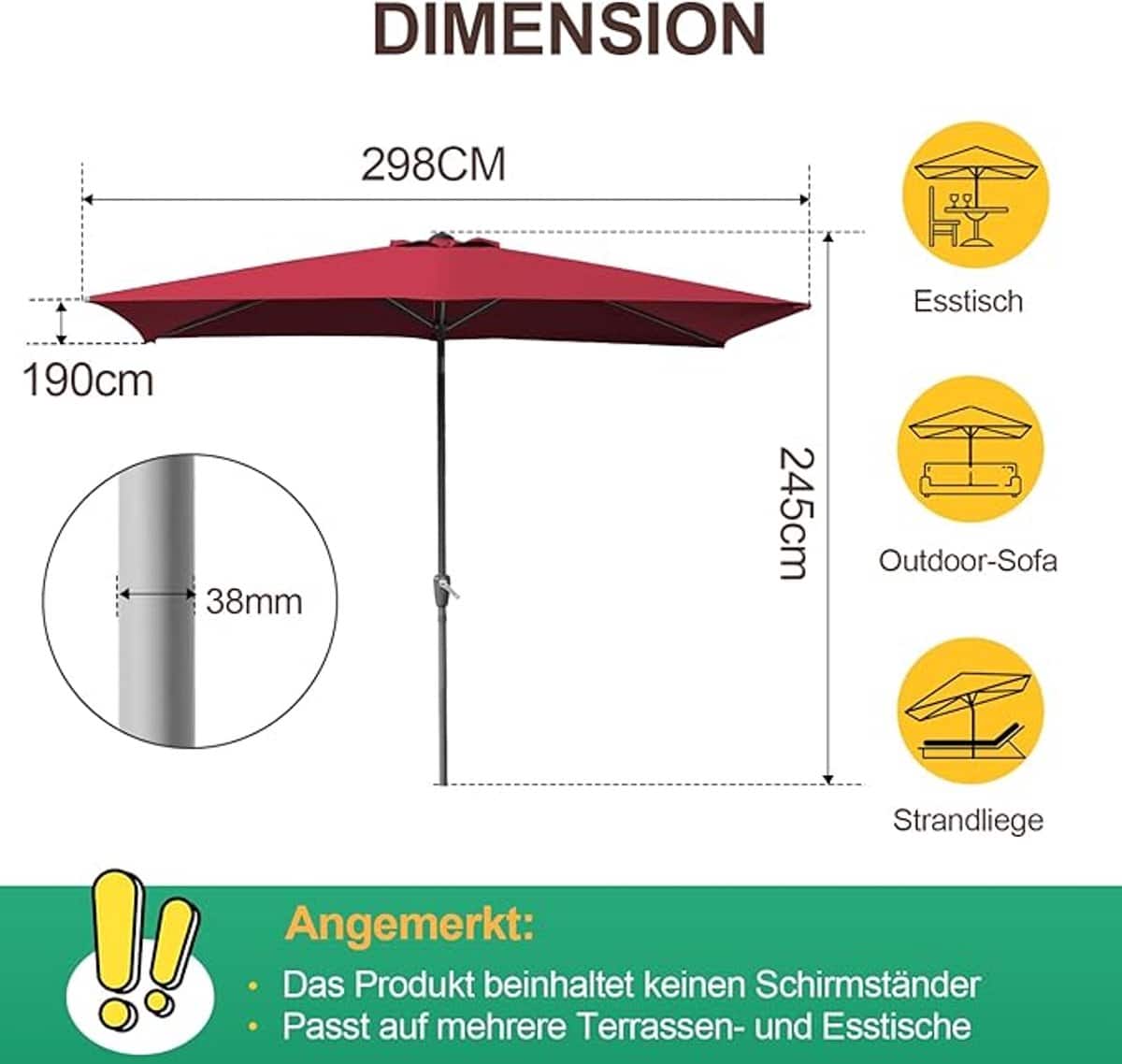 tuinparasol rechthoekig 300 x 200 cm depauwonen deluxe outdoor