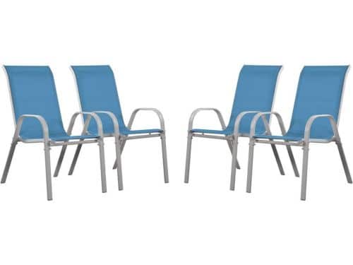 Tuinstoelen Blauw - Textileen Stoelen - Buiten Zitten - Stapelbaar