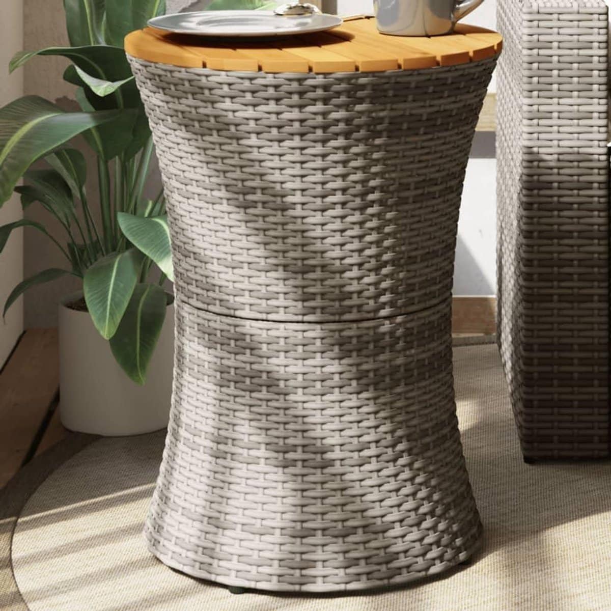 tuintafel trommelvorm buitenmeubel bijzettafel genieten van koffie