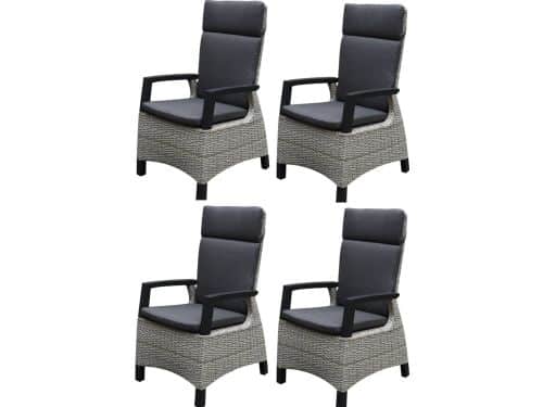 Tunis dining tuinstoel verstelbaar grijs set van 4