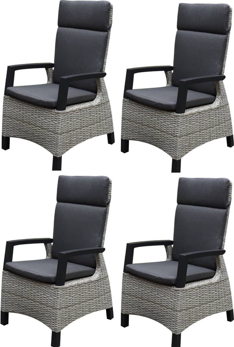 tunis dining tuinstoel verstelbaar grijs set van 4