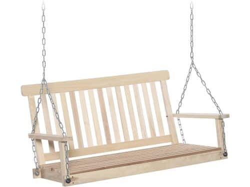 Tweezits Hangbank Houten Hangstoel 200 kg Draagvermogen Tuin Terras Balkon