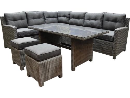 Valencia dining hoek loungeset 5-delig links antraciet wicker