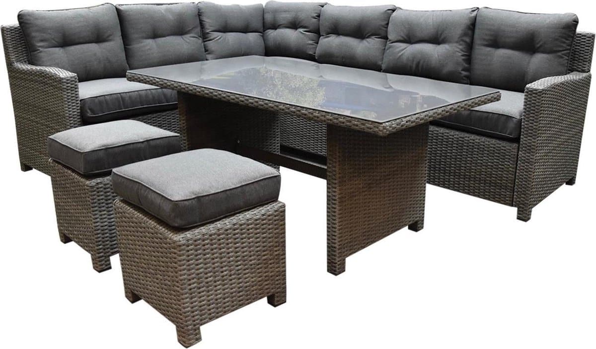 valencia dining hoek loungeset 5 delig links antraciet wicker
