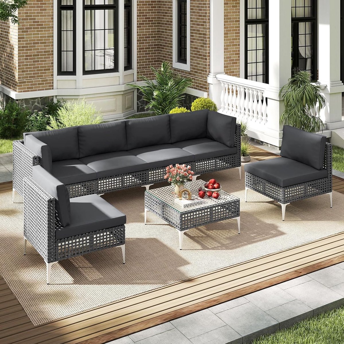 valencia modulaire loungeset 7 delig xxl luxe rotan tuinset met