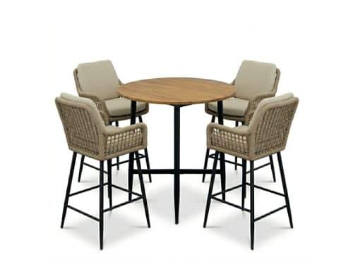 Valencia Sahara Dust dining barset | 4 personen | teakhout + touw | 90cm